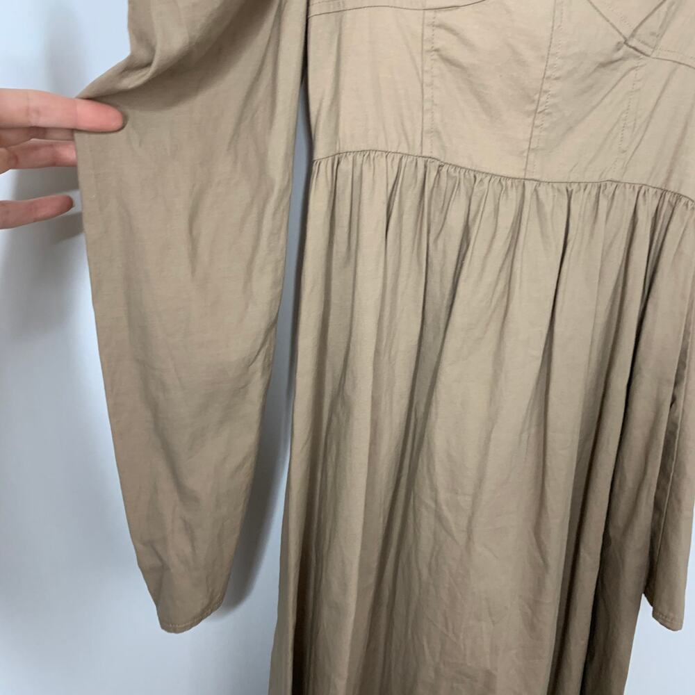 Reformation Luce Long Sleeve Stretch Khaki Midi Dress Womens 0 - Picture 9 of 16